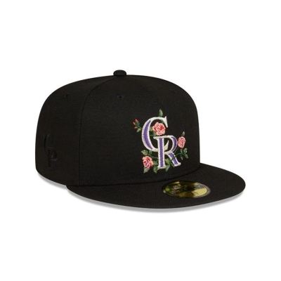 Black Colorado Rockies Hat - New Era MLB Bloom 59FIFTY Fitted Caps USA9342517